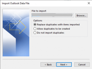 Browse the ANSI PST file and click on Open.