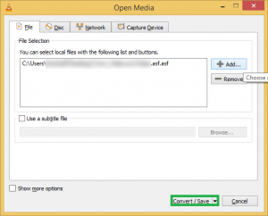 Click the Convert/Save button.