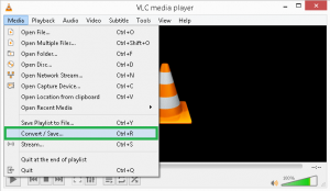 Select the Media option and opt for the Convert/Save option from the drop-down list.