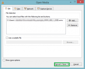 Click on the Convert/Save button.