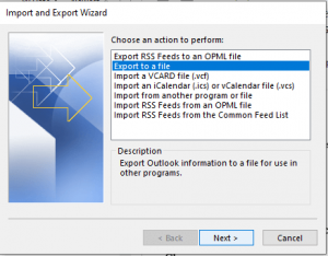 Now go with the Export to a file option