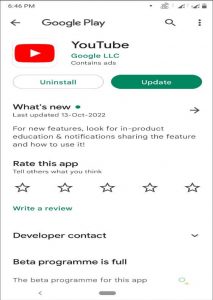 Open settings and go to All Apps list. Choose YouTube and check its App info.