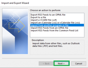 Click on Open & Export, then Import/Export.