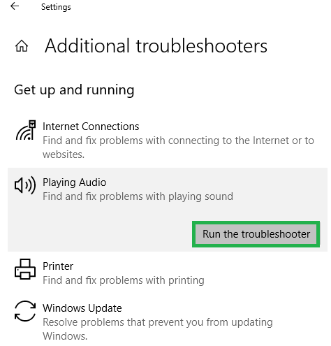 Click on Run the troubleshooter