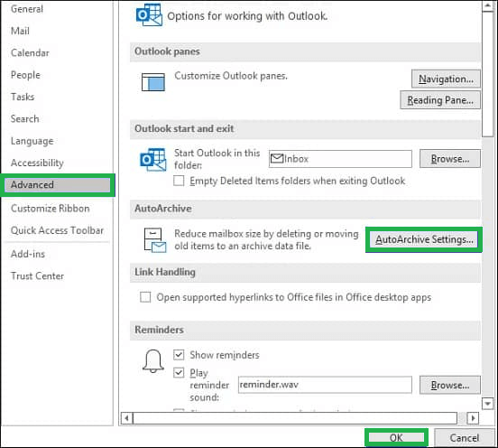 Click on Auto Archive Settings