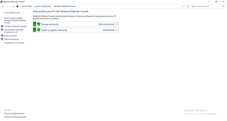 Select the active network