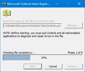 Click on Start to run the scanning process
