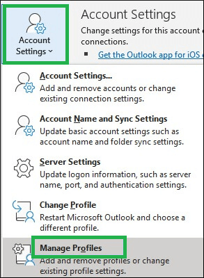 Select Account Settings and then click on Manage Profiles