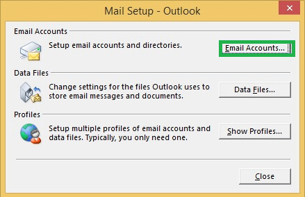 Click on Email Accounts in the Mail Setup Network