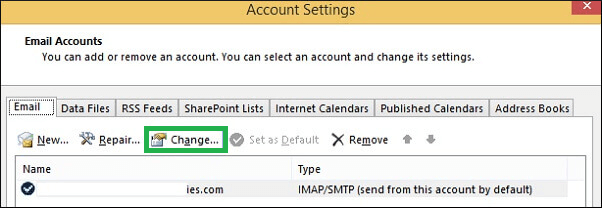 Select your Account and click on Change