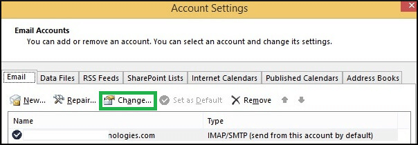 Select Account and click on Change