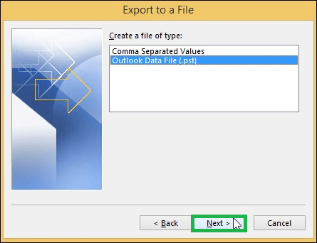 Choose Personal Folder File