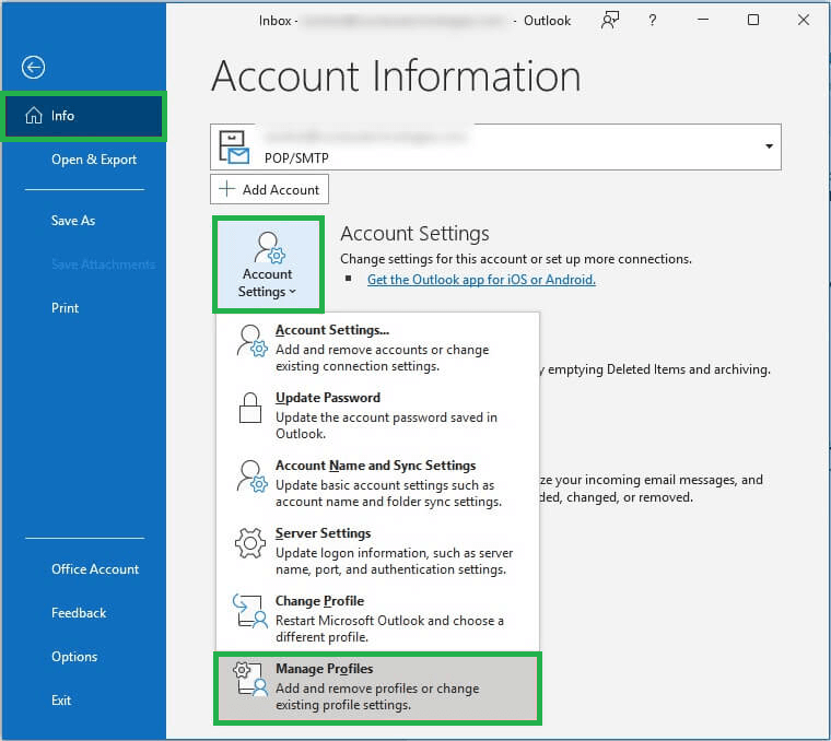 Account Settings and Manage Profiles