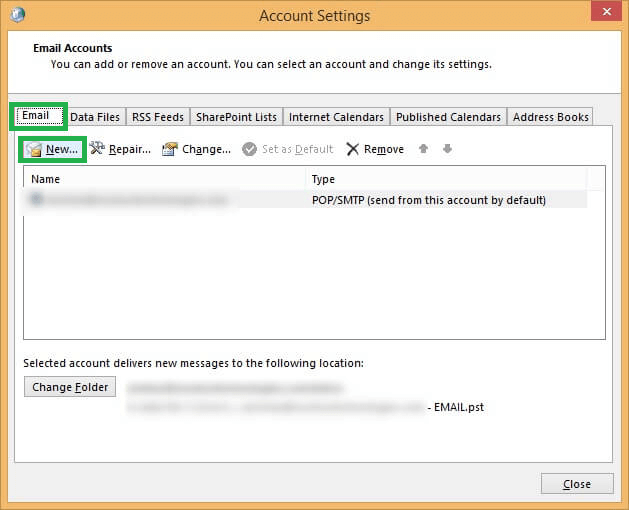 The Mail Setup window will open
