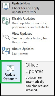 Go to Office Account and select the Update option