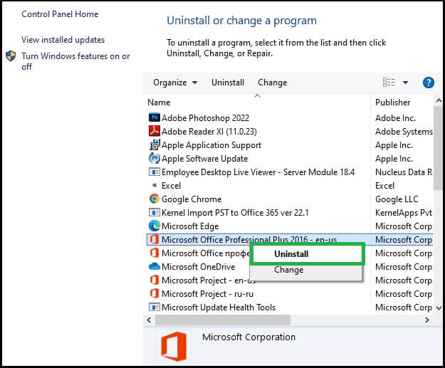 Right-click and select Uninstall