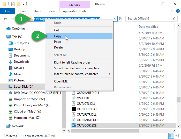 Click on Copy from the pop-up menu