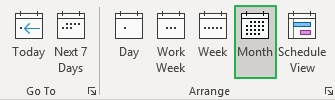 Set the current view as the Monthly calendar view