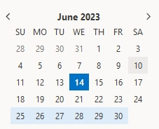 Scroll up/down to the month’s calendar which you need to export