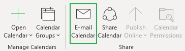Select the E-mail Calendar option from the menu bar