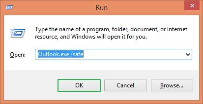 Type – ‘Outlook/Safe’ and select OK