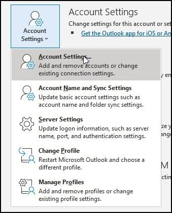 Click on Account Settings from the drop-down menu