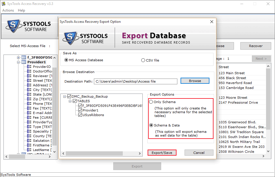 Click to save recovered data