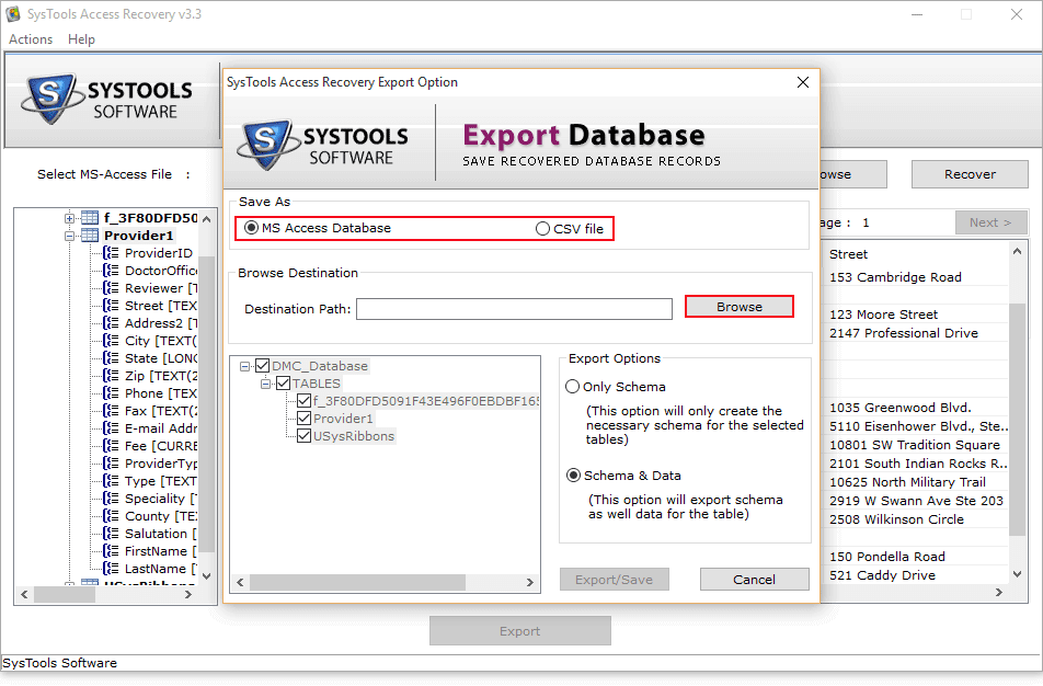 save exported file