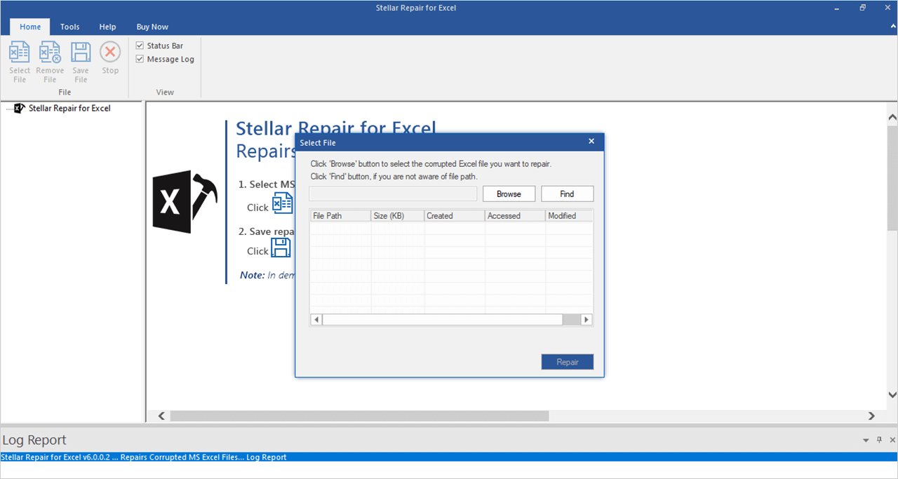 Select Excel files which you want to repair