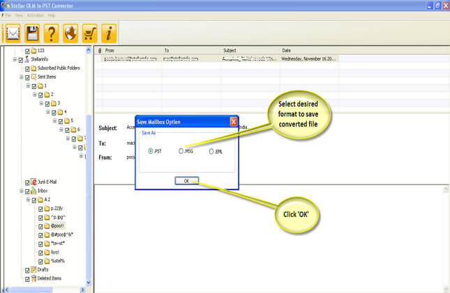 Select desired format to save converted file