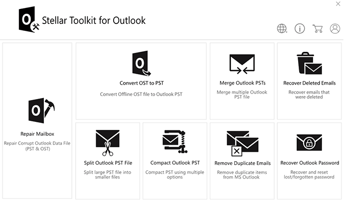 Home screen of Outlook Toolkit