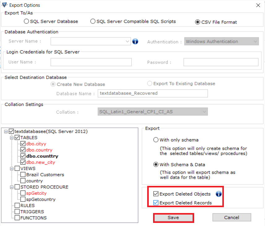 Recover data with schema and data