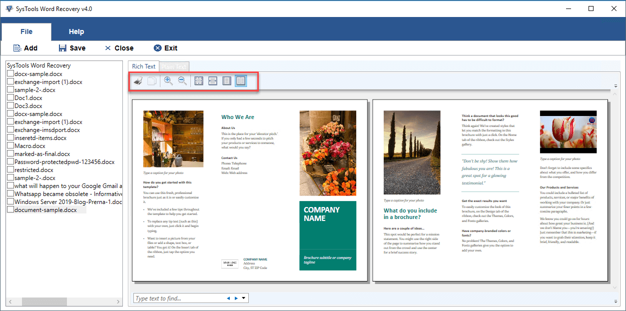 Preview the recovered files